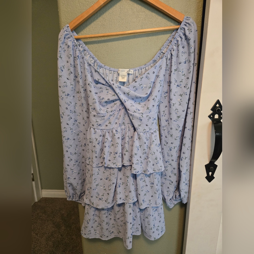 Altar'd State Light Blue Floral Mini Dress